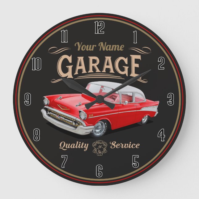 Grande Horloge Ronde Garage de voiture classique personnalisé Grande ho (Recto)