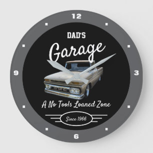 Grande Horloge Ronde Garage papa ou n'importe quel nom Camion GMC Gris