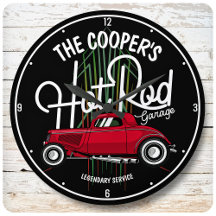 Garage Red Hot Rod Pinstripes TOUT NOM Voiture Vin