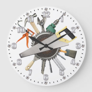 Grande Horloge Ronde Garage Tools Man Cave Wall Clock