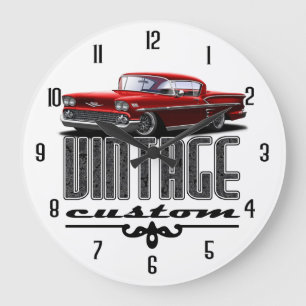 Grande Horloge Ronde Garage vintage de rouge d'impala