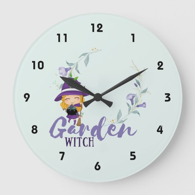 Grande Horloge Ronde GARDEN WITCH - Personalize with text, spell, sigil (Recto)