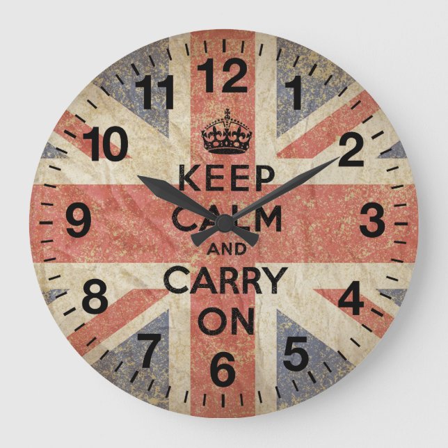 Grande Horloge Ronde Gardez le calme et continuez avec le drapeau brita (Recto)