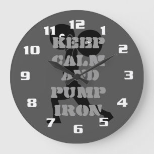 Grande Horloge Ronde Gardez votre calme et pompez le fer Gym et Fitness