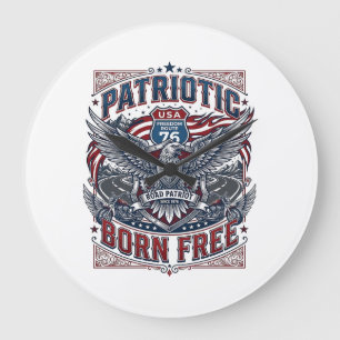 Grande Horloge Ronde Gardien de la route en acier patriotique Biker Rou