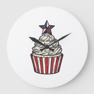 Grande Horloge Ronde Gâteau patriotique vintage gravure quatre juillet