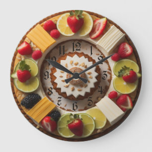 Grande Horloge Ronde Gâteaux et fruits