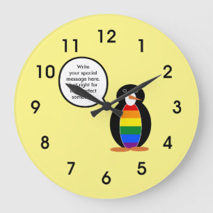 Grande Horloge Ronde Gay pride Drapeau Parlant M. Penguin