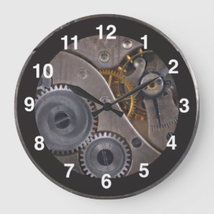 Grande Horloge Ronde Gears Steampunk 🕰️ Anniversaire spécial argent