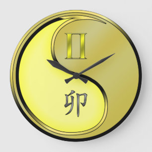 Grande Horloge Ronde Gémeaux & Lapin Métal