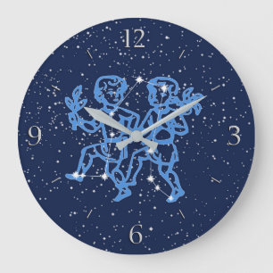 Grande Horloge Ronde Gemini Constellation and Zodiac Sign with Stars