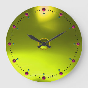 Grande Horloge Ronde Gemme jaune magique de topaze