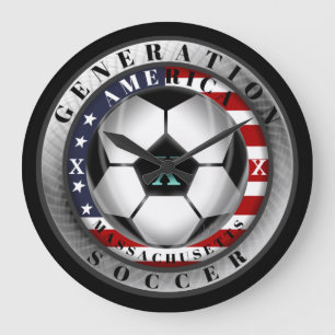 Grande Horloge Ronde Génération X American Soccer du Massachusetts