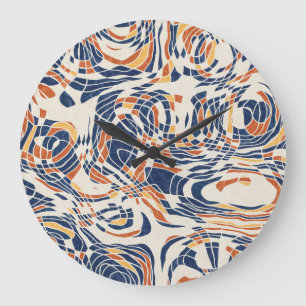 Grande Horloge Ronde Géo Abstraite, motif topographique sans couture.