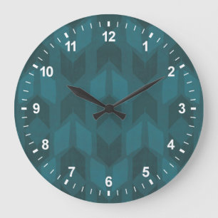 Grande Horloge Ronde Geo Step extérieur   Motif Turquoise foncé
