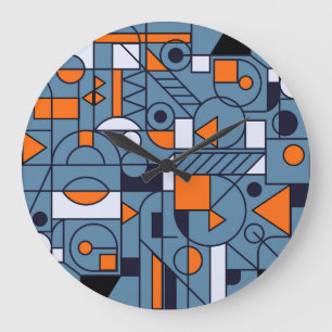Grande Horloge Ronde Géométrie minimaliste : Poster Abstrait rétro
