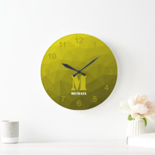 Grande Horloge Ronde Géométrie ombrée jaune Mesh Motif Monogramme