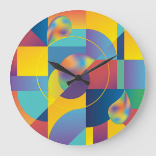 Grande Horloge Ronde Géométrique créative : couverture Vintage Abstrait