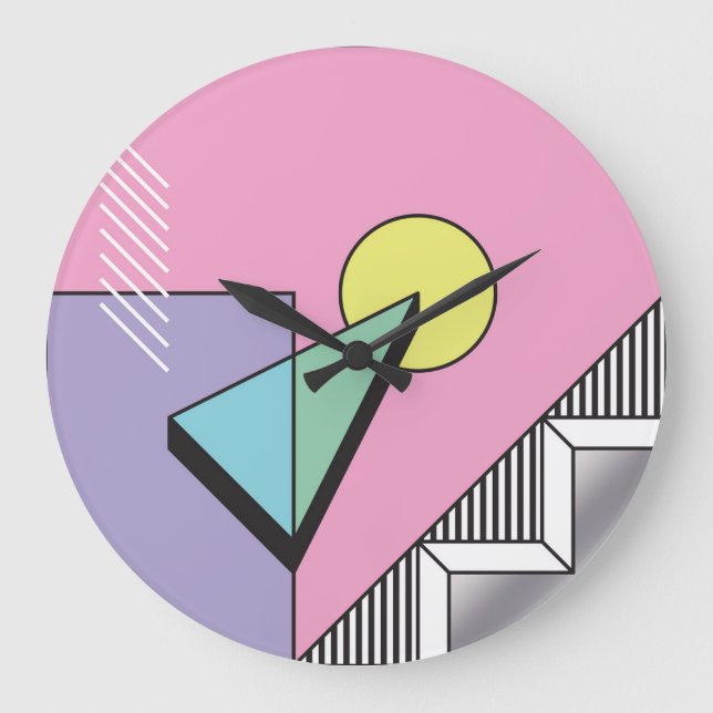 Grande Horloge Ronde Géométrique postmoderne : composition Abstraite (Recto)