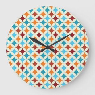 Grande Horloge Ronde Géométrique stylé : Motif Vintage sans couture
