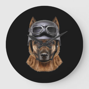 Grande Horloge Ronde German Shepherd Dog, Biker
