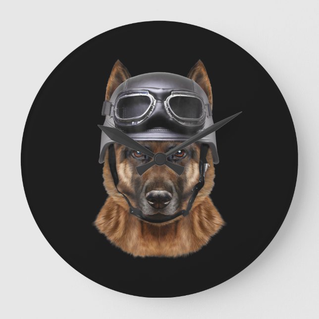 Grande Horloge Ronde German Shepherd Dog, Biker (Recto)