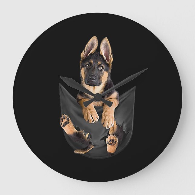 Grande Horloge Ronde German Shepherd In Pocket T-shirt Funny Dog Lover (Recto)