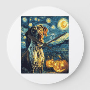 Grande Horloge Ronde German Shorthaired Pointer 2 Chien Mignon Hallowee