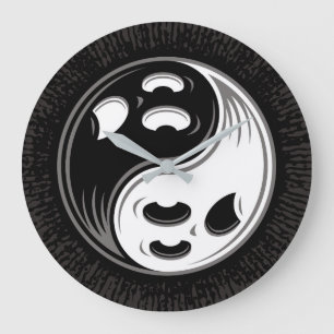 Grande Horloge Ronde Ghost Yin Yang Noir et blanc