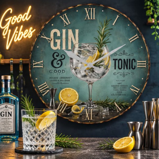 Grande Horloge Ronde Gin & Tonic (Créateur téléchargé)