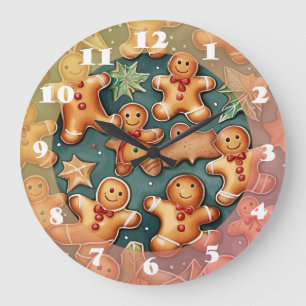 Grande Horloge Ronde Ginger breadman Motif de Noël
