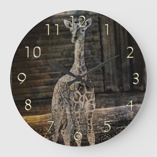 Grande Horloge Ronde Girafe de bébé (Recto)