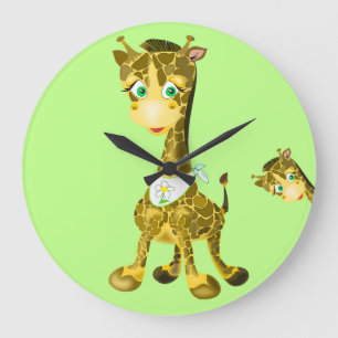 Grande Horloge Ronde Giraffe Bébé mignonne