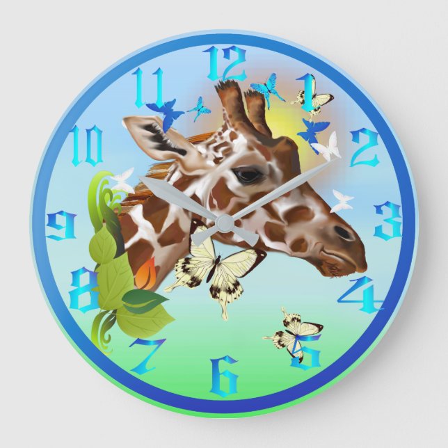 Grande Horloge Ronde GIRAFFE et BUTTERFLITS (Recto)