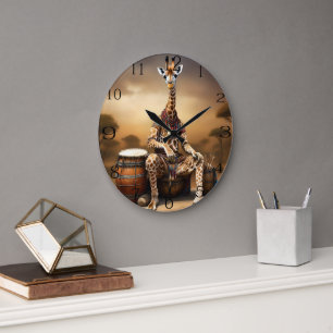 Grande Horloge Ronde Giraffe Grooves: une sérénade Bongo dans la savane
