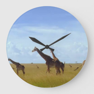 Grande Horloge Ronde Giraffes africaines Safari