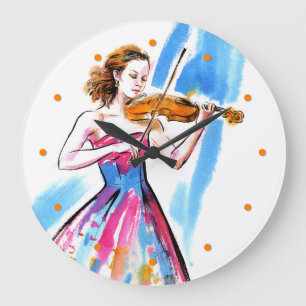 Grande Horloge Ronde Girl playing the violin