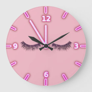 Grande Horloge Ronde Girly Trendy Glitter Faux Lashes -Personalized