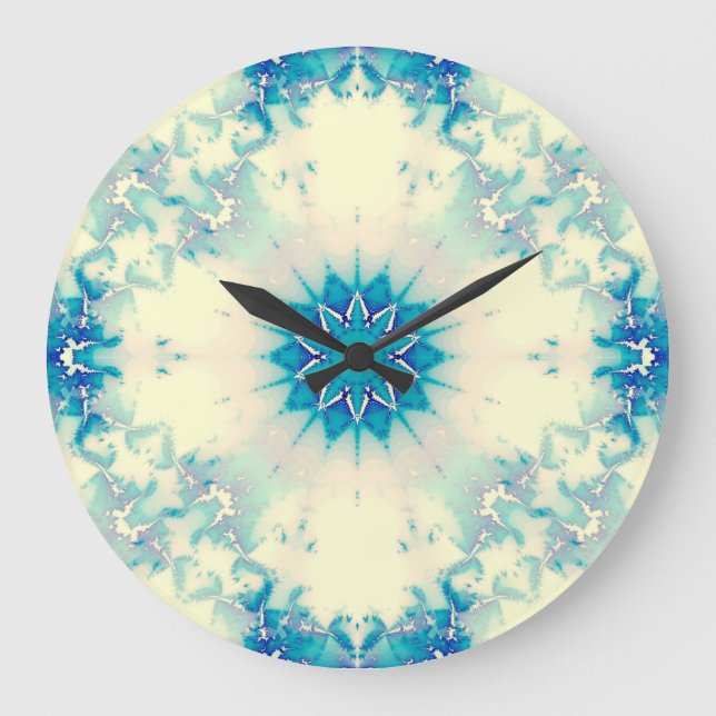 Grande Horloge Ronde Glaçons Blue Winter Snowflake No Numbers (Recto)