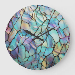 Grande Horloge Ronde Glam Iridescente Opal Gemstone Tissu