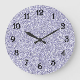 Grande Horloge Ronde Glam Lavender Lilac Purple Glitter      