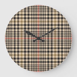 Grande Horloge Ronde Glen Check Plaid Pixel Art