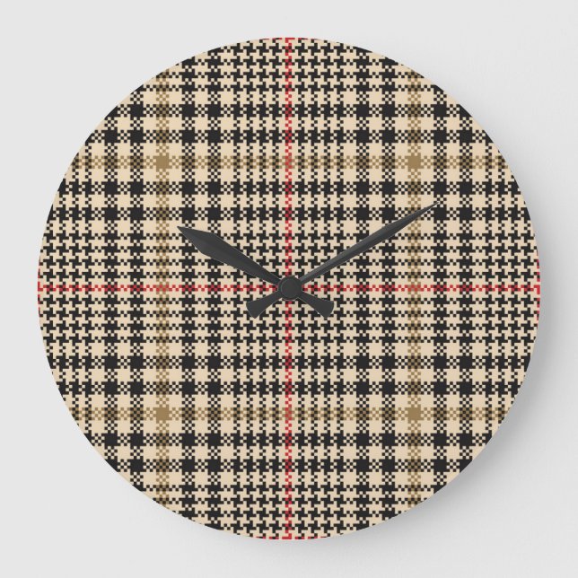 Grande Horloge Ronde Glen Check Plaid Pixel Art (Recto)