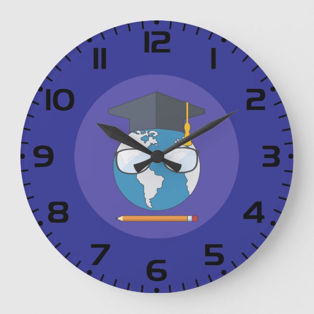 Grande Horloge Ronde Global Education Graduation Cap Earth Smart Planet (Recto)