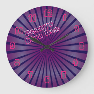 Grande Horloge Ronde Glowing Pink Diva Den Neon Sign