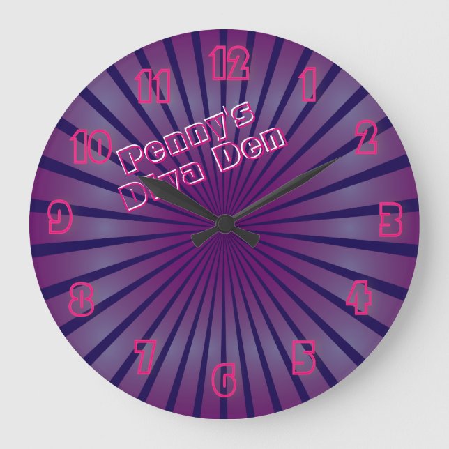 Grande Horloge Ronde Glowing Pink Diva Den Neon Sign (Recto)