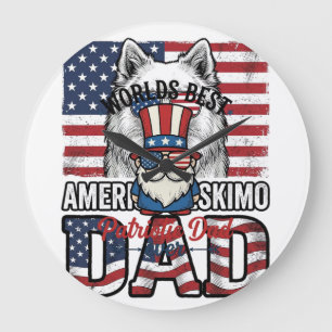 Grande Horloge Ronde Gnome Papa Patriotique Design de T-Shirt Vectoriel
