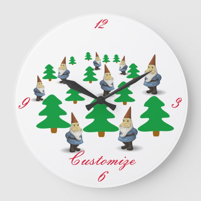 Grande Horloge Ronde Gnomes de Noël Arbres de Noël Thunder_Cove (Recto)