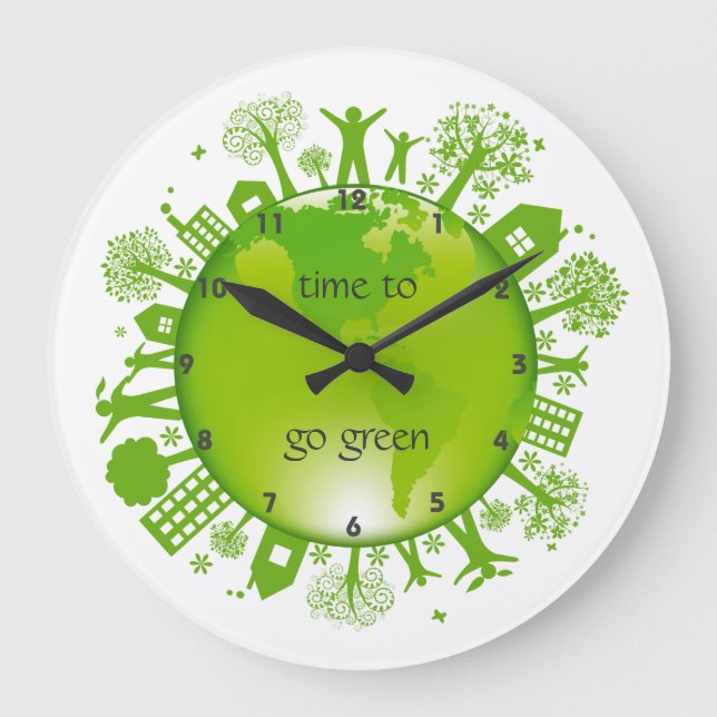 Grande Horloge Ronde Go Green Ecology Design Wall Clock (Recto)