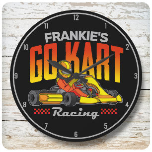 Grande Horloge Ronde Go Kart Racing Personnalisé Motorsport Karting